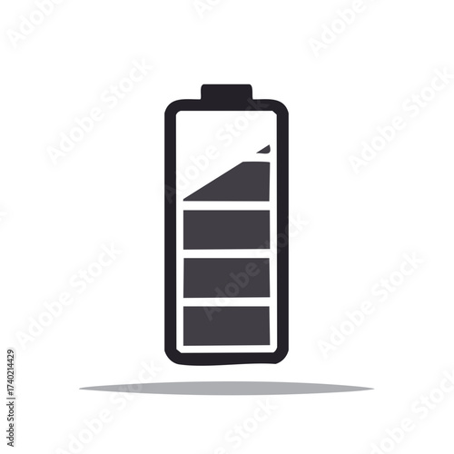 Low Battery Icon Symbol Indicating Power Level With Four Indicators, Vector Image