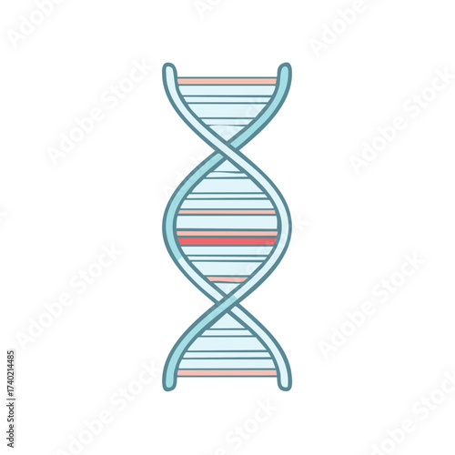 Cartoon DNA strand helix with error genetic mutation medical research illustration