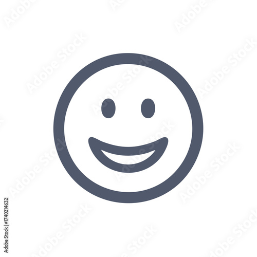 Simple line art icon of a happy smiling face Minimalist emoji graphic representing joy and positivity