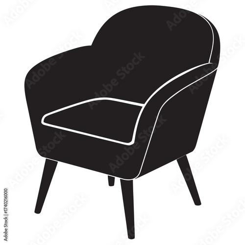 Soft armchair with backrest on legs icon