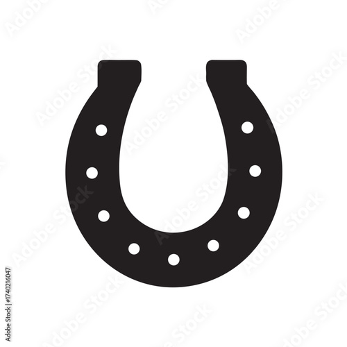 Horseshoe icon silhouette. Black silhouette of horseshoe vector design