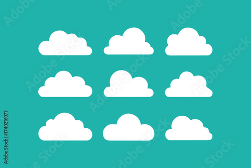 9 cloud icons flat design scalable vector set for weather forecast app interface ui eps ai png jpeg