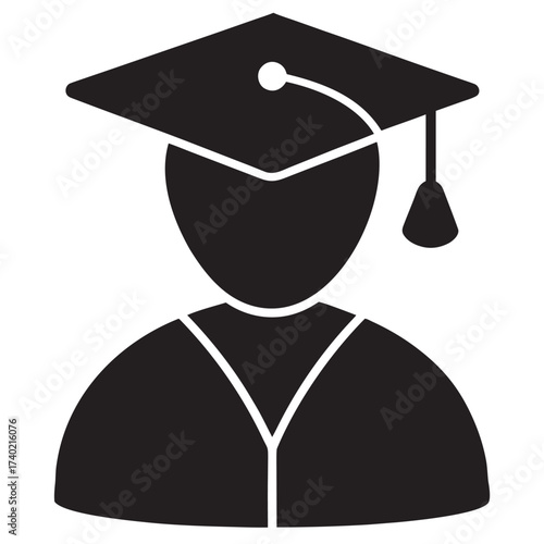 Knowledge icon vector male student person profile avatar with mortar board hat symbol