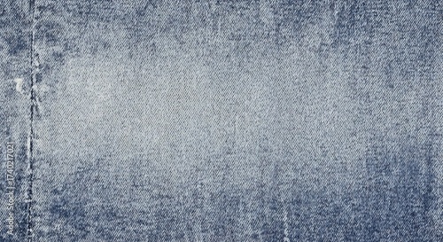 Close up of blue denim fabric with a lighter wash in the center.