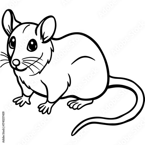 Minimalist Dormouse Line Art Vector Illustration on White Background