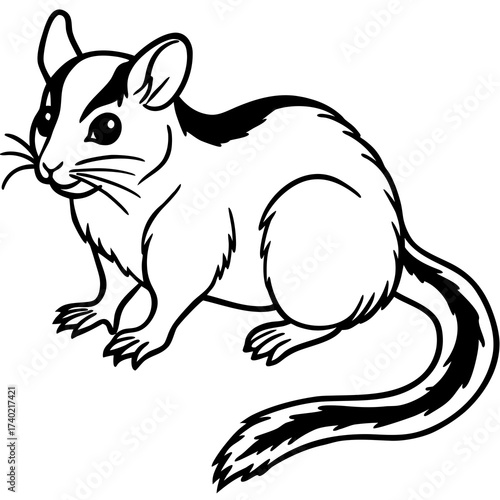 Minimalist Dormouse Line Art Vector Illustration on White Background