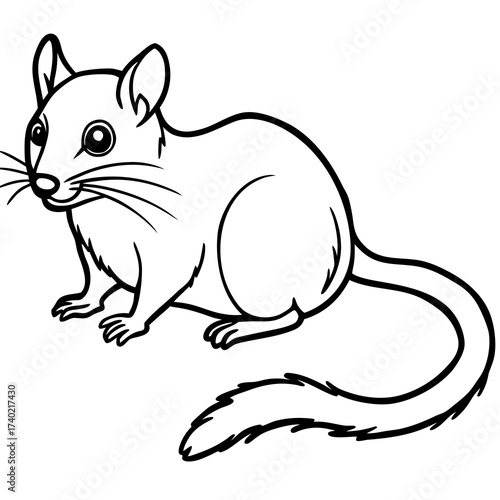 Minimalist Dormouse Line Art Vector Illustration on White Background