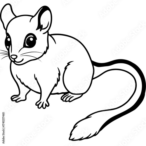 Minimalist Dormouse Line Art Vector Illustration on White Background