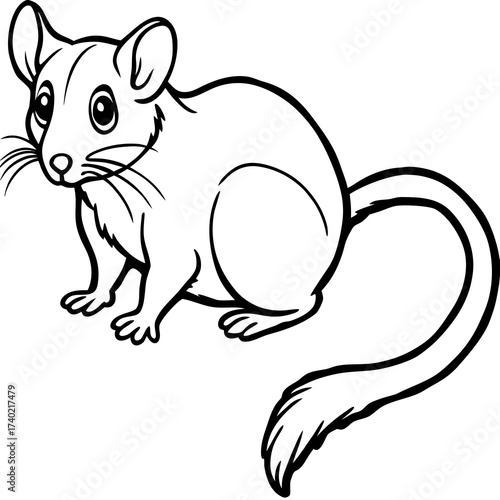 Minimalist Dormouse Line Art Vector Illustration on White Background