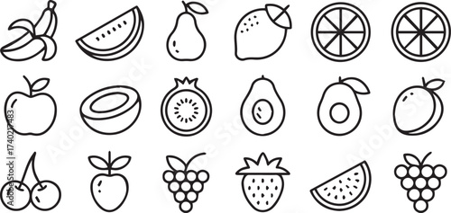 minimal fruit outline vector pack hand drawn line illustrations ai eps png jpeg perfect for print