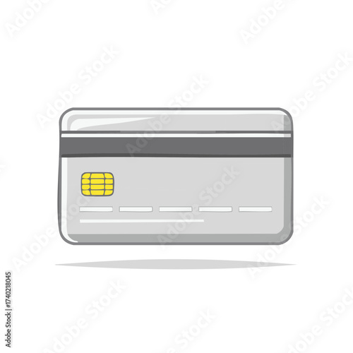 Silver credit card with EMV chip and magnetic stripe for payment