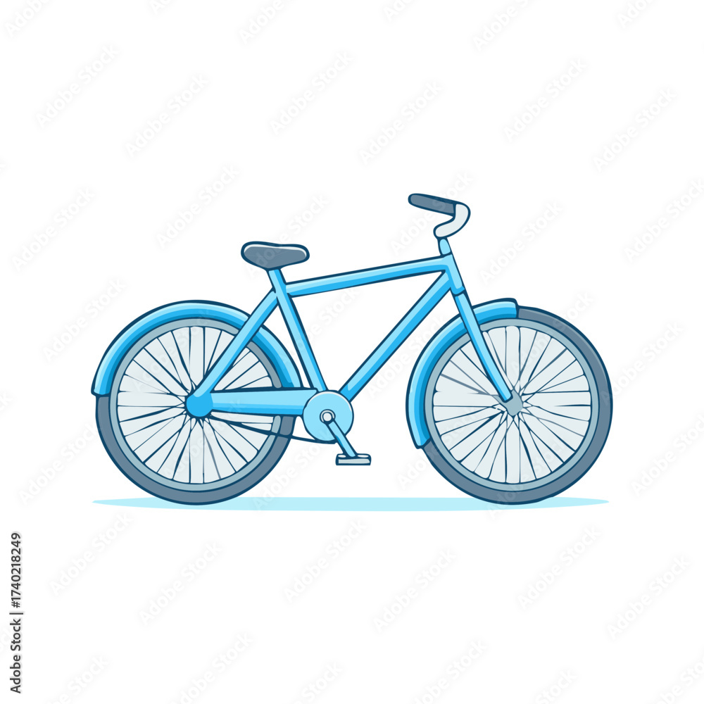 Fototapeta premium Blue bicycle illustration on white background for design projects
