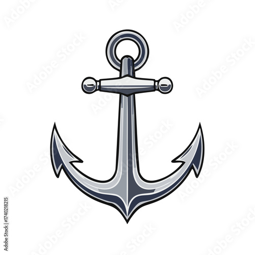 Classic Nautical Anchor Illustration with Metallic Shine