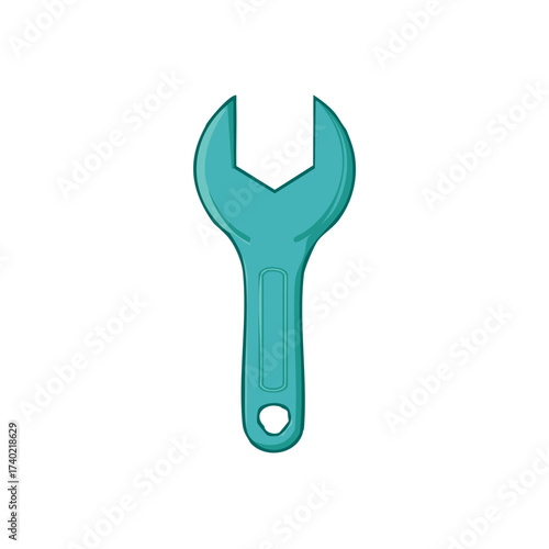 Single Blue Adjustable Wrench Illustration: Tool for Repair and Mechanical Work