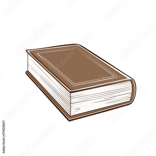 Brown Hardcover Book with Pages Close Up Graphic Illustration