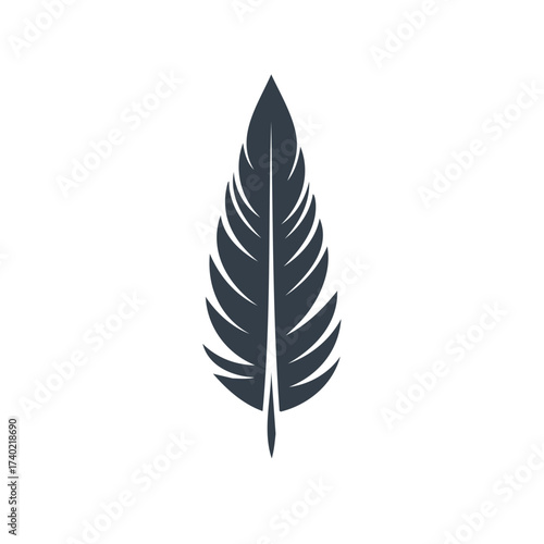 Black minimalist feather icon representing nature writing and freedom