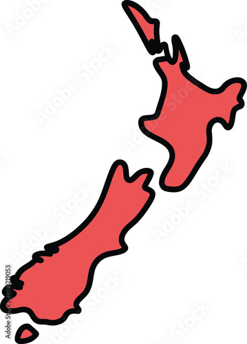 New zealand map outline vector illustration for geography and travel design