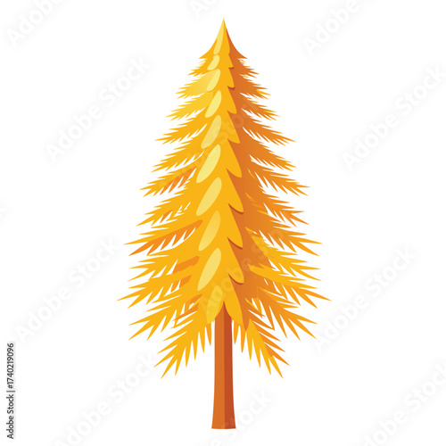 Deciduous larch in peak autumn, featuring soft conifer needles turned a brilliant, striking golden yellow before they fall.