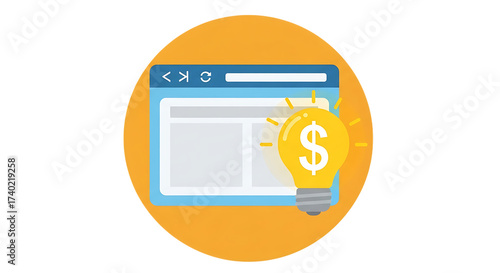 Vector art of website with light bulb for business idea