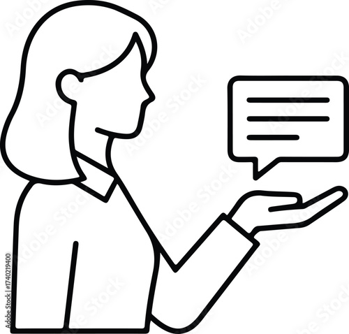 Dialogue Silhouette: a graceful vector representation of a person with the word balloon