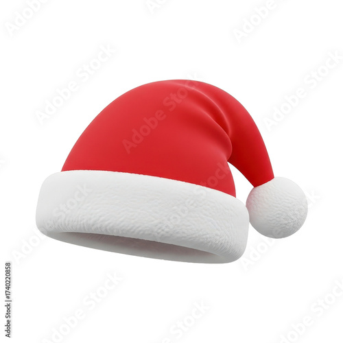 Santa hats isolated on a white background, creating a festive design template concept. 3D Rendering
