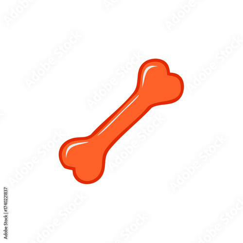 Dog bone cartoon illustration orange treat toy pet food chew bone vector