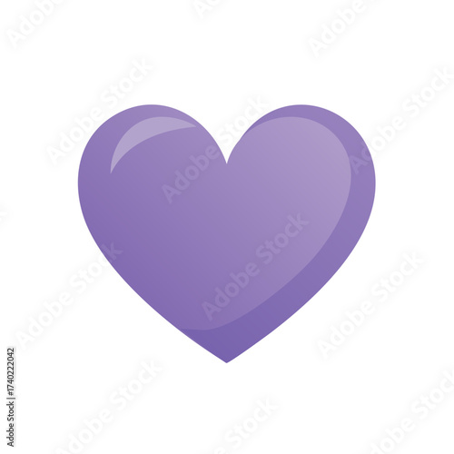 Isolated Glossy Lilac Heart: Love, Romance, and Valentine's Day Symbolism