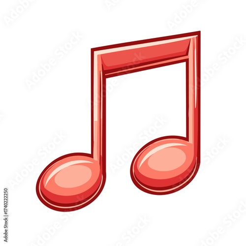 Vivid Red Music Note Graphic for Sound Design Musical Composition Illustration