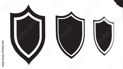 Set of shield icons in various sizes simple flat vector design element isolated on white background