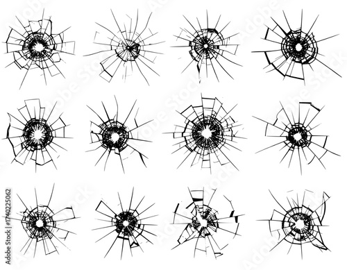 set of vector broken glass effect an isolated 