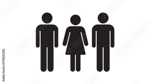 Stick figure family icon simple vector glyph illustration representing parents and child isolated on white background