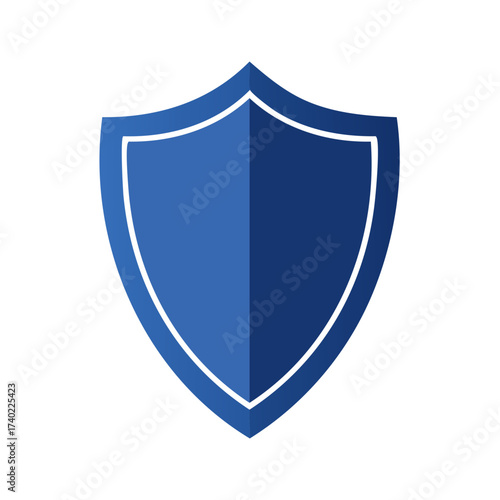 Blue Shield Icon Symbolizes Protection and Security in Graphic Design Isolated on White