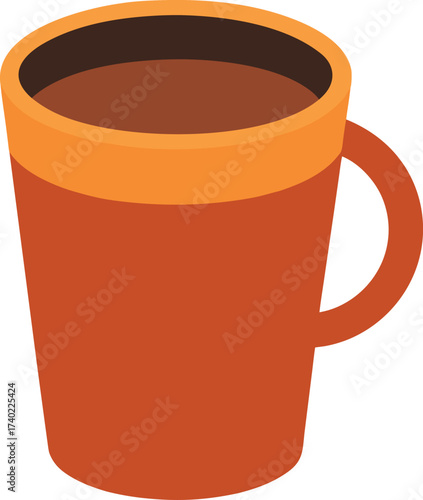 Orange Espresso Cup Illustration with Dark Liquid and Handle for Cafe and Beverage Design