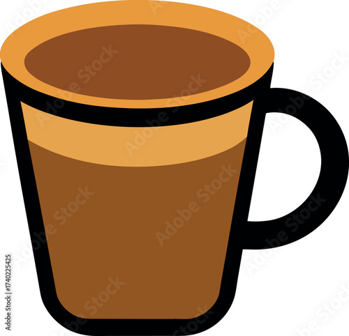 Espresso Cup Illustration with Foam Layer and Red Antenna Detail for Cafe Branding