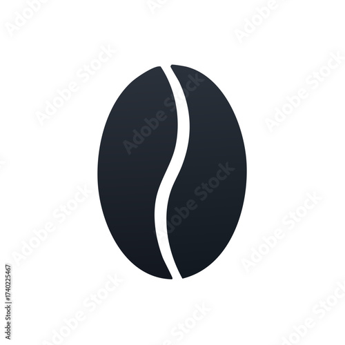 Elegant Coffee Bean Silhouette Icon Graphic Symbol on a White Backdrop for Cafe Branding