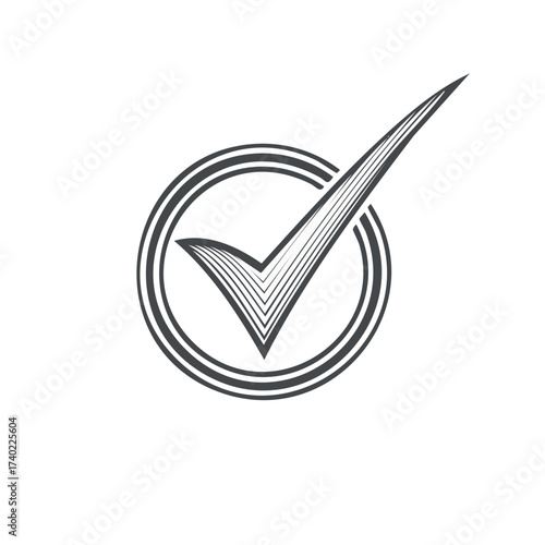 Stylish checkmark icon inside a circle representing approval validation success or confirmation