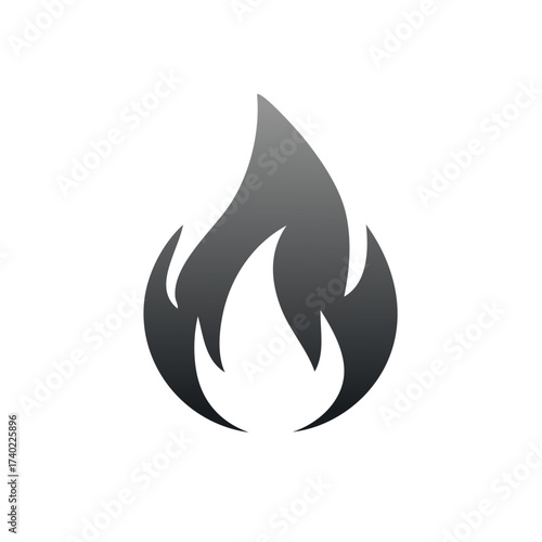 Stylized gray flame isolated graphic icon blazing fire concept for symbol designs