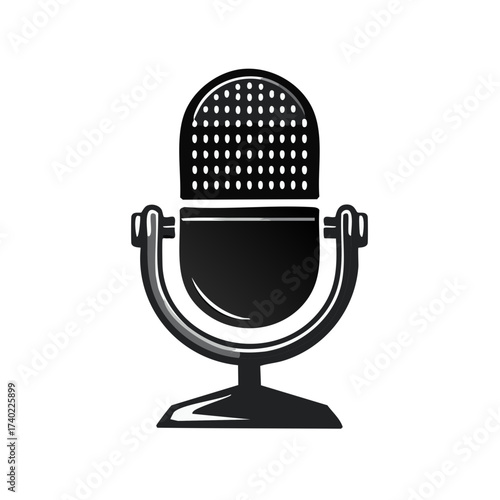 Retro microphone icon for audio recording and broadcasting