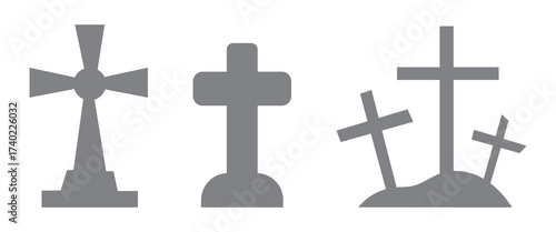 Tombstone icon in flat black solid vector set . Rip grave outline vector icon . eps 10