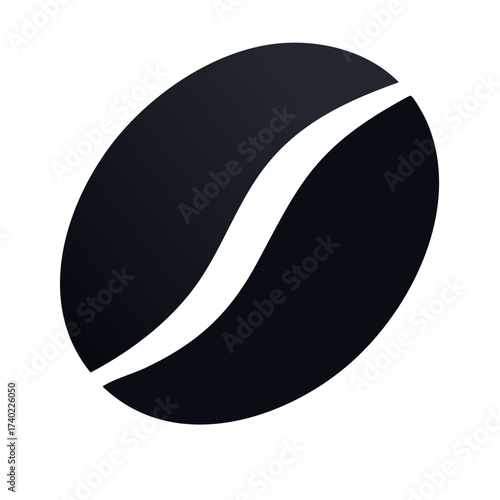 Minimalist dark coffee bean logo graphic with white center split