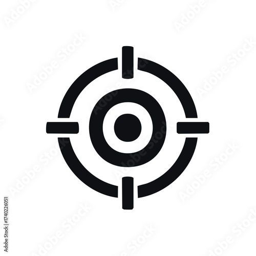 Bold black and white graphic target symbol centered for marketing or design concept with aim and precision