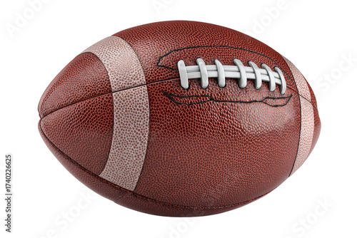 Realistic American football PNG on transparent background, detailed brown leather texture for sports design, game graphics, and team event promotions.