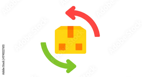 Vector art of a yellow box with red and green arrows