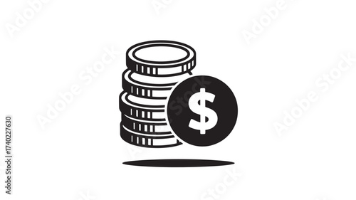 Stack of coins with dollar sign simple flat vector icon for finance and investment isolated on white background