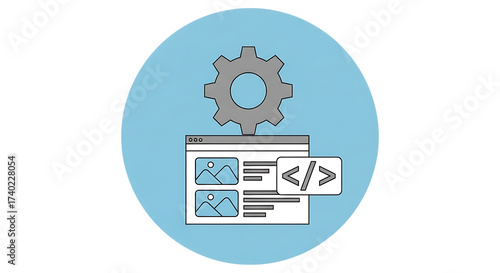 Vector art of web development and coding illustration in flat design