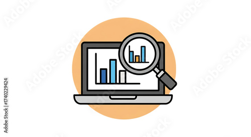Vector art of data analysis on laptop screen for presentation