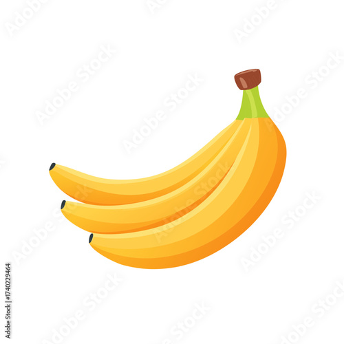Bunch of fresh yellow bananas vector illustration. Tropical fruit icon for healthy food concept.