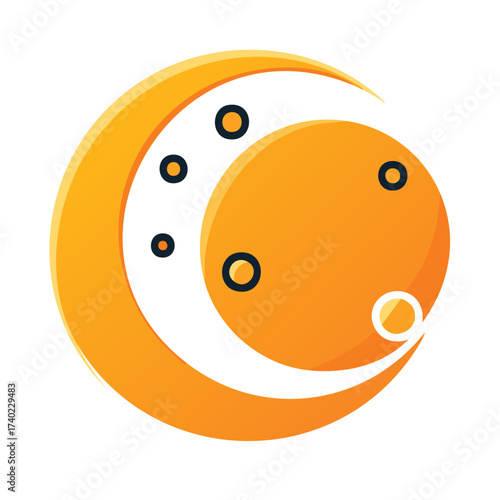 Abstract orange and yellow stylized celestial bodies illustration graphic design