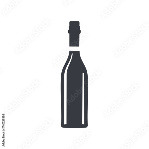 Elegant Wine Bottle Silhouette Graphic Vector Illustration for Beverage Industry