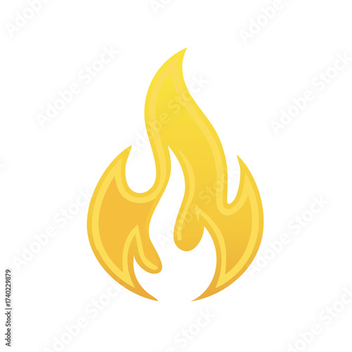 Stylized vector flame icon with gradient yellow orange glow and flowing shapes